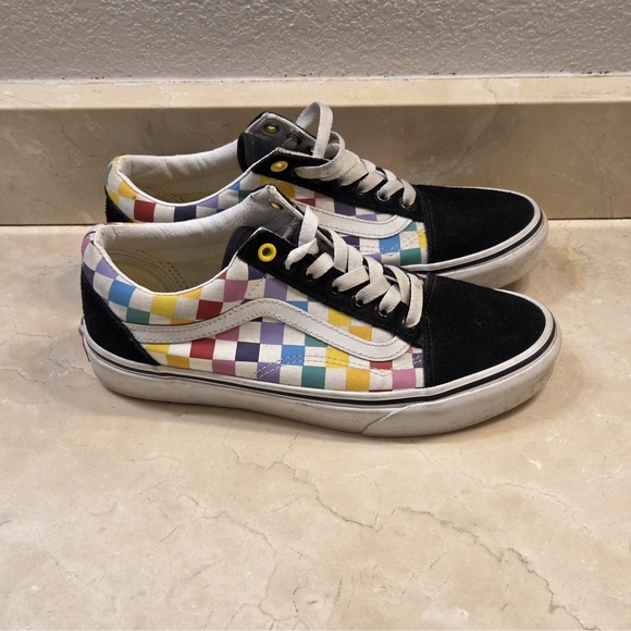 Vans Old Skool 'Rainbow Checkerboard' Sneakers Size 7 - Picture 2 of 7